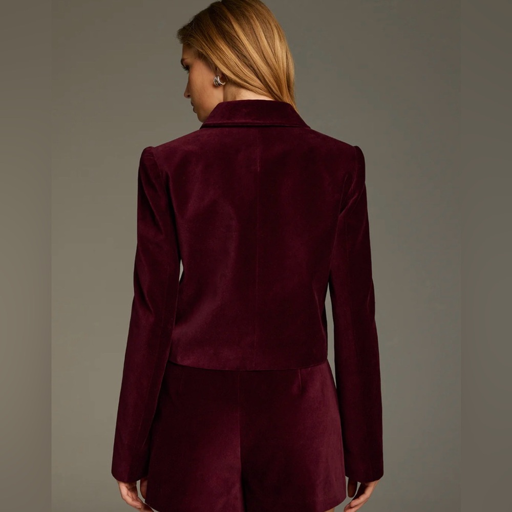 Commense Velvet Button-Front Jacket Burgundy(Jacket only) - Picture 3 of 4